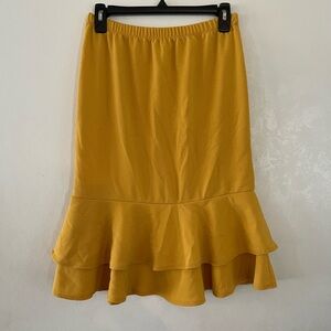 Elegant Mustard Yellow Ruffle Skirt
